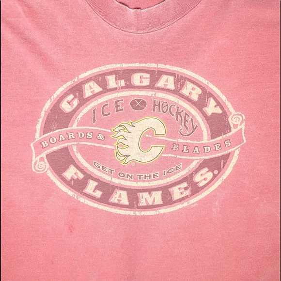 Large Faded Vintage Single-Stitched Calgary Flames Graphic Tee - Picture 2 of 4